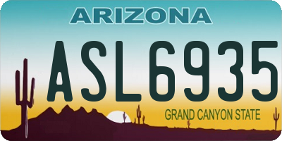 AZ license plate ASL6935