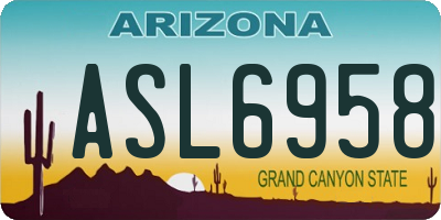 AZ license plate ASL6958