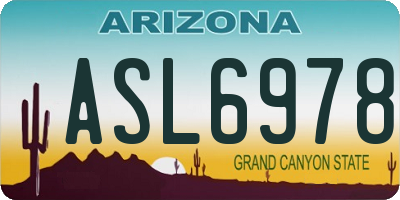 AZ license plate ASL6978