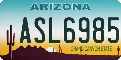 AZ license plate ASL6985