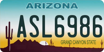 AZ license plate ASL6986
