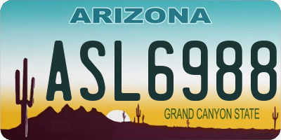 AZ license plate ASL6988