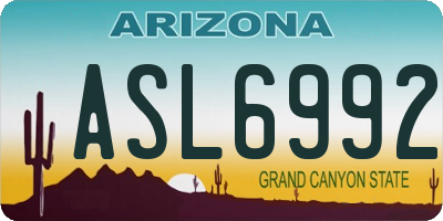 AZ license plate ASL6992