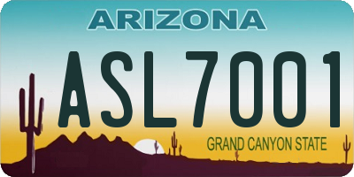 AZ license plate ASL7001