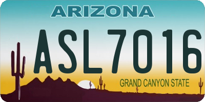 AZ license plate ASL7016