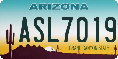 AZ license plate ASL7019