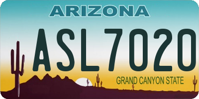 AZ license plate ASL7020