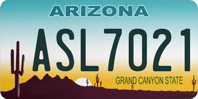 AZ license plate ASL7021