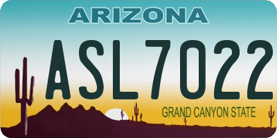 AZ license plate ASL7022