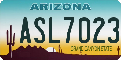 AZ license plate ASL7023