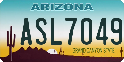AZ license plate ASL7049
