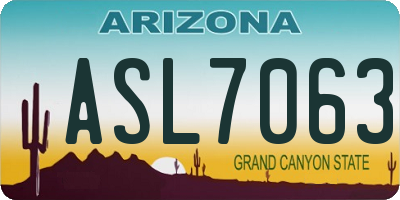 AZ license plate ASL7063