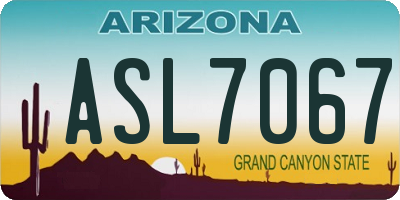 AZ license plate ASL7067