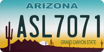 AZ license plate ASL7071