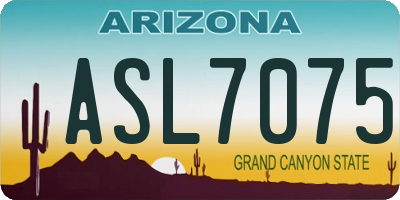AZ license plate ASL7075