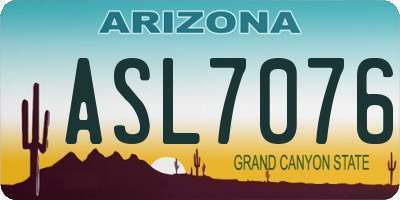 AZ license plate ASL7076