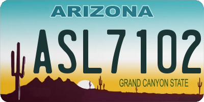 AZ license plate ASL7102