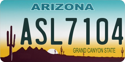 AZ license plate ASL7104