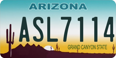 AZ license plate ASL7114