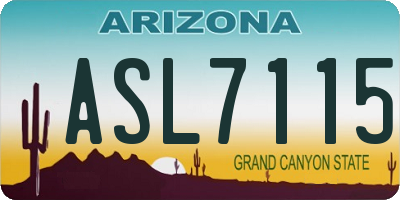AZ license plate ASL7115