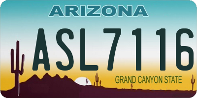 AZ license plate ASL7116
