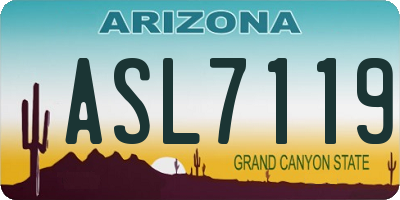 AZ license plate ASL7119