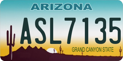 AZ license plate ASL7135