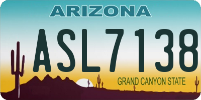 AZ license plate ASL7138