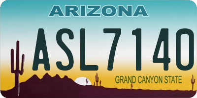 AZ license plate ASL7140