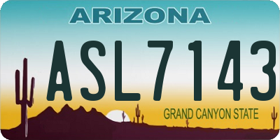AZ license plate ASL7143