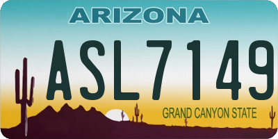 AZ license plate ASL7149