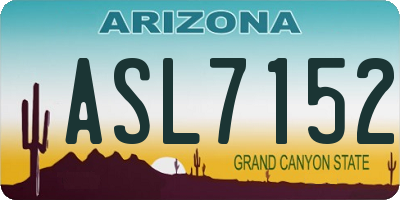 AZ license plate ASL7152