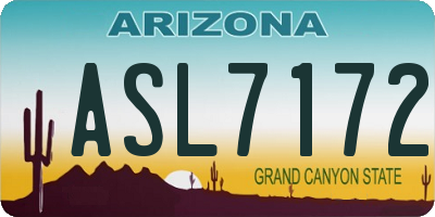 AZ license plate ASL7172
