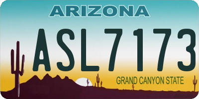 AZ license plate ASL7173