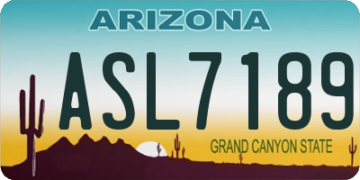AZ license plate ASL7189