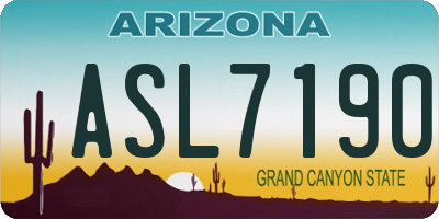 AZ license plate ASL7190