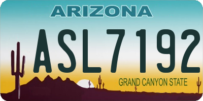 AZ license plate ASL7192