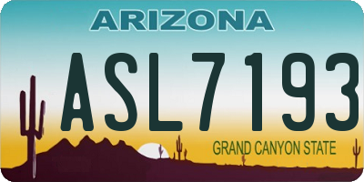 AZ license plate ASL7193