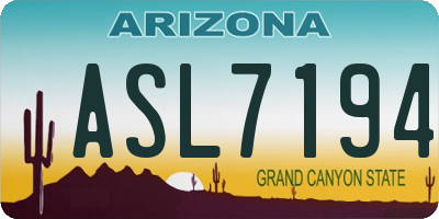 AZ license plate ASL7194