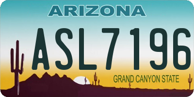 AZ license plate ASL7196