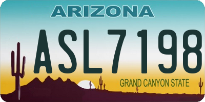 AZ license plate ASL7198