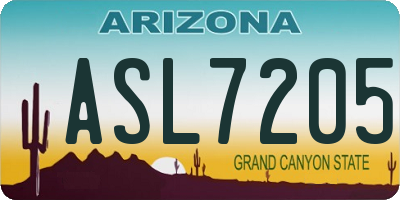 AZ license plate ASL7205