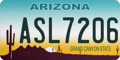 AZ license plate ASL7206