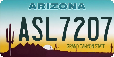 AZ license plate ASL7207
