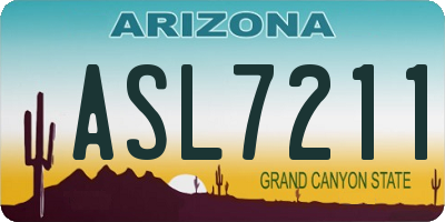 AZ license plate ASL7211