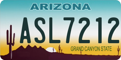 AZ license plate ASL7212