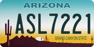 AZ license plate ASL7221