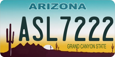 AZ license plate ASL7222