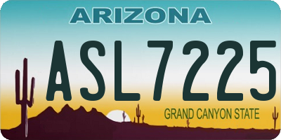 AZ license plate ASL7225