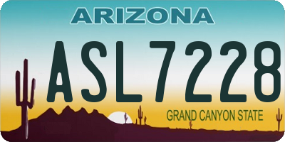 AZ license plate ASL7228